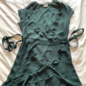 Aritzia: Evergreen Wrap Around Ruffle Dress